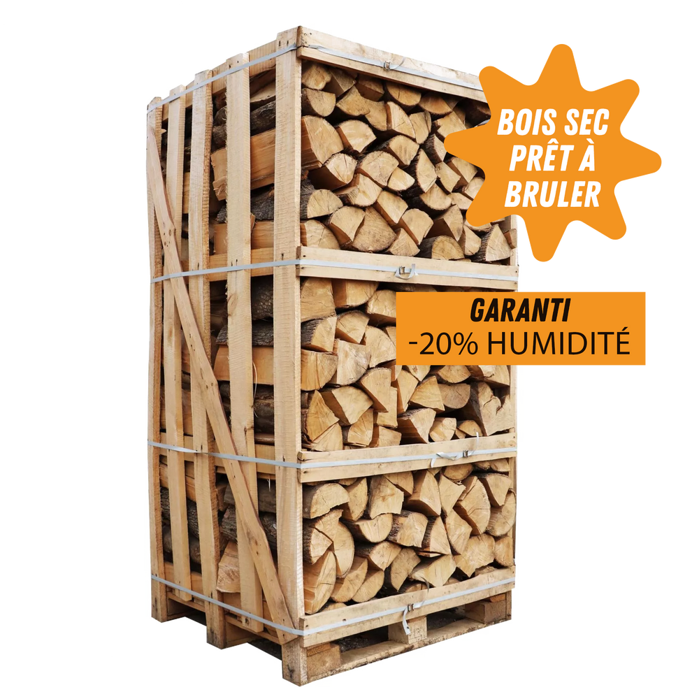 Box de bois de chauffage sec étuvé 2m³ 30cm